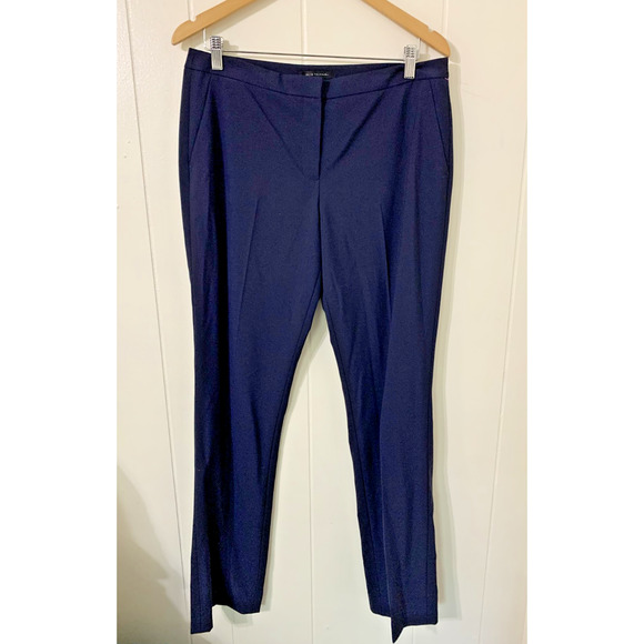 Ellie Tahari Women"s Navy Wool Strait leg Trousers Size 12 Work Career Capsule - Picture 1 of 8